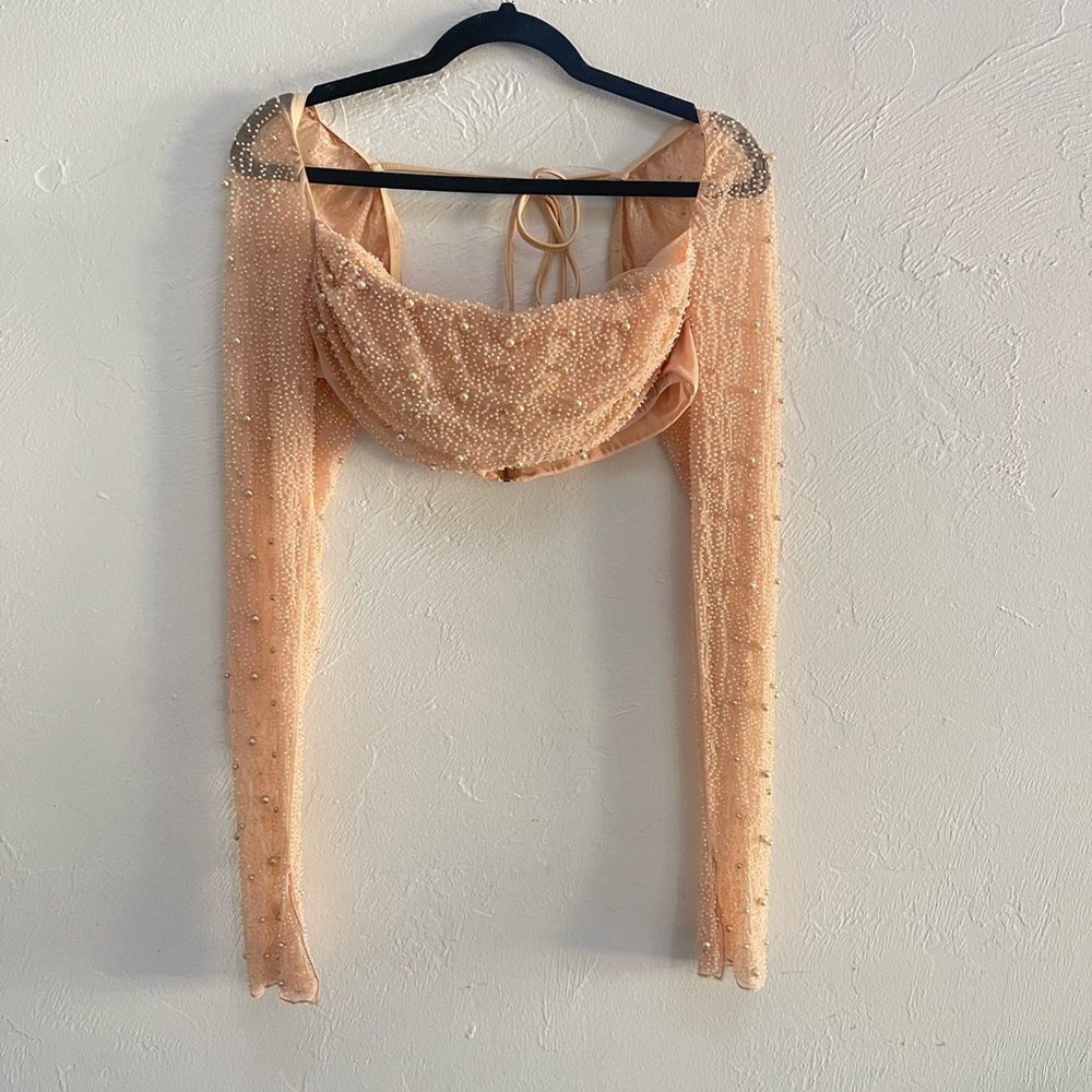 Oh Polly‎ LA DÉSIRADE embellished cowl neck crop top size 8
